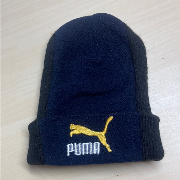 Puma Dark Blue Beanie with Yellow Emblem - Picture 1 of 4